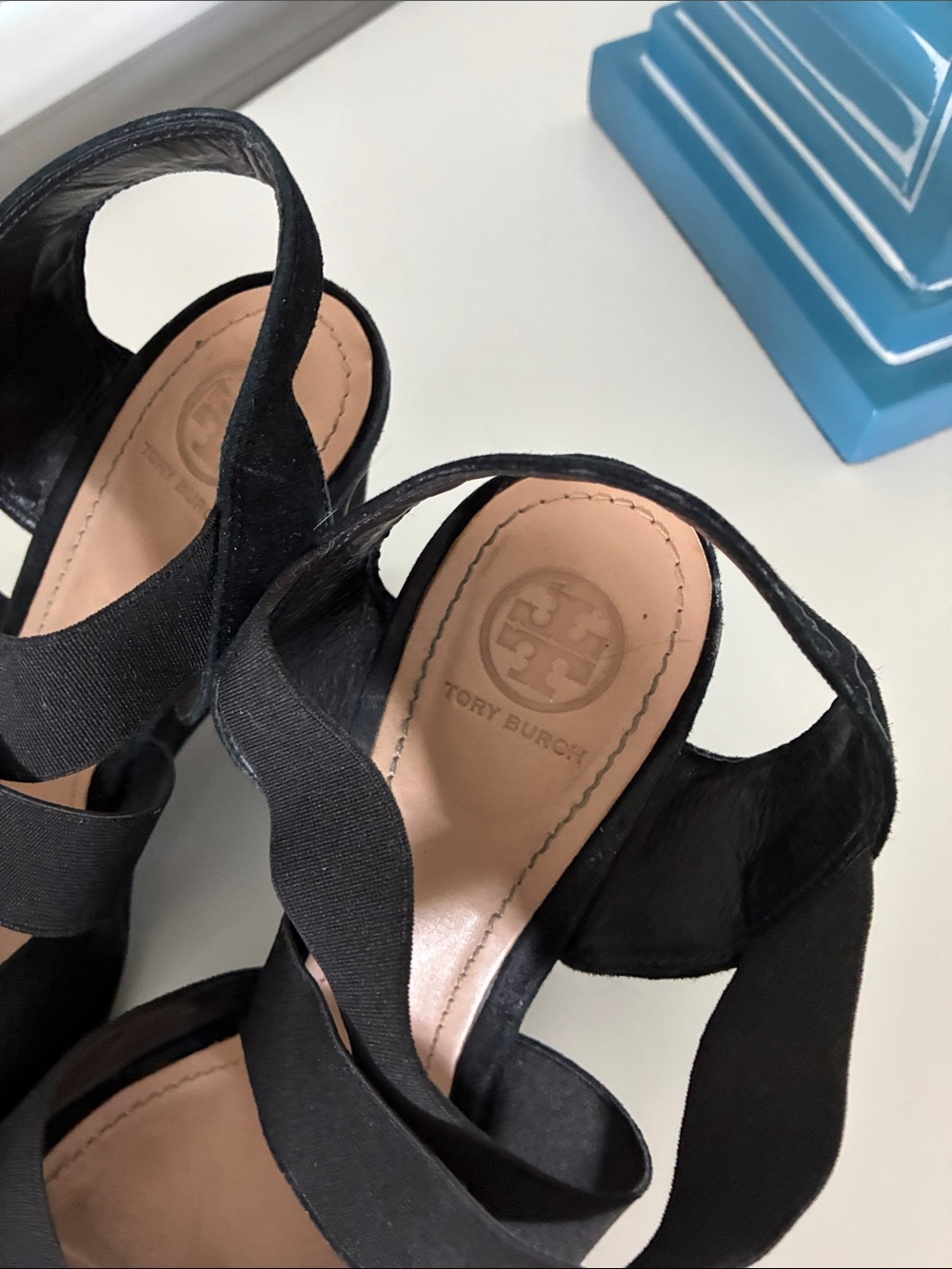 Tory Burch Black Crisscross Wedge Sandals - Picture 3 of 9